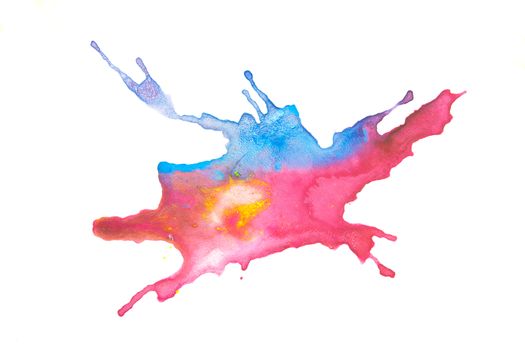 Abstract art watercolor splash watercolor drop on over white background