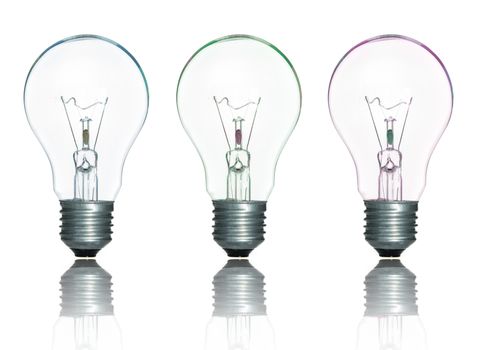 Colorful Lamp Light Bulbs Set Isolate on over white background