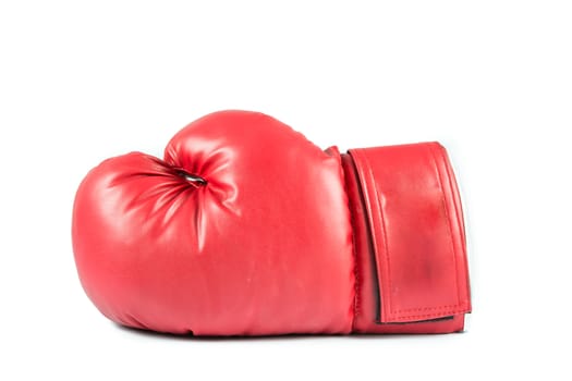 Pair of red leather boxing gloves isolated on over white background