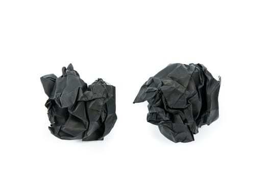 Black paper ball corrugate isolate on over white background