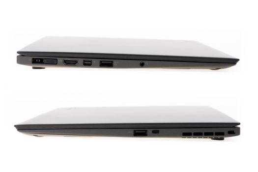Black laptop isolate on over white background