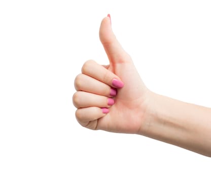 Woman Hands gestures on over white background