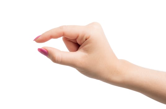 Woman Hands gestures on over white background