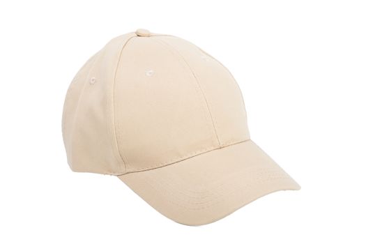 Cream Baseball Hat Isolated on Over White Background