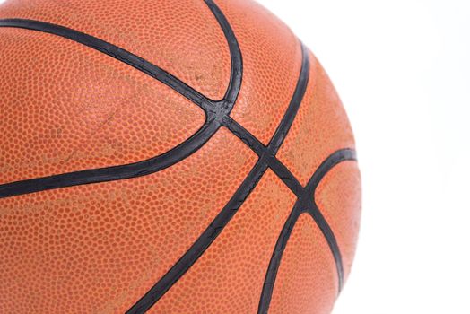 Old basketball basket ball isolate on over white background