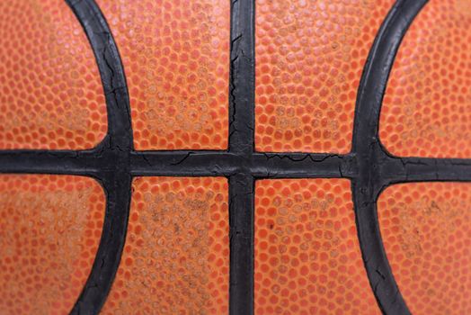 Closeup old basketball basket ball for texture background