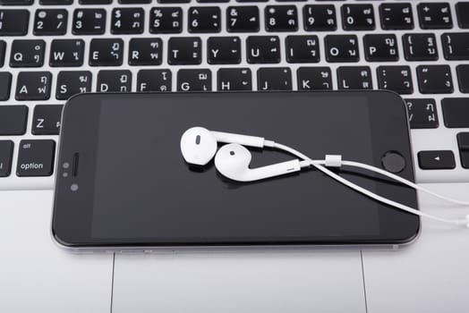 laptop,notebook and mobile phone, smartphone on office desk table.