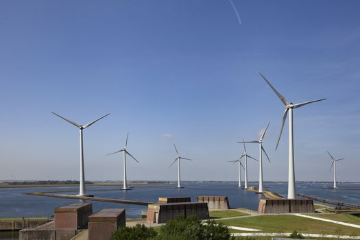 Volkeraksluizen lake krammer. Drone photograpy from the delta works in noord brabant in the Netherlands