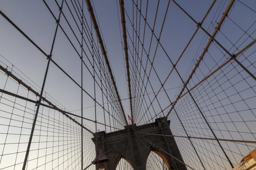 Close up The Brooklyn bridge, New York City. USA