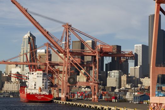 A view of the Seattle harbour in the USA