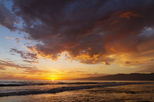 Los Angeles, Venice Beach, California. Gorgeous sunset with beach. Summer lifestyle in one of the most famous beach in the world