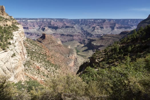 Sunset of Colorful cliff faces and deep canyon views of Grand Canyon National Park, Arizona. USA