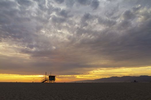 Venice Beach, California USA. Gorgeous sunset with beach. Summer lifestyle in one of the most famous beach in the world