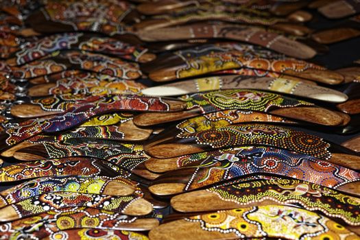 Boomerang. Traditional Australian Crafts By Street Vendor, Sydney