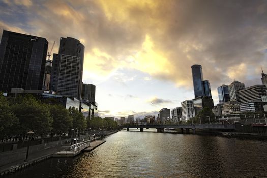 City of Melbourne. Cityscape image of Melbourne, Australia during summer sundown