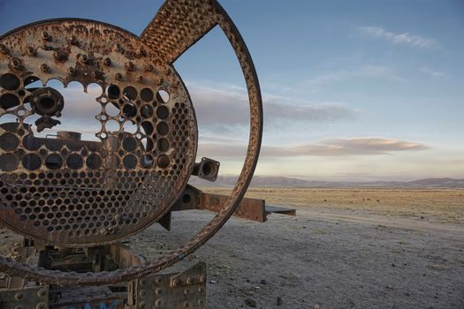 Old Railway Engines In Desert. uyuni bolivia