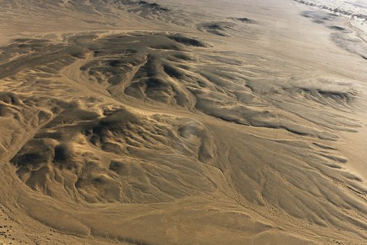 Hot Air Balloon travel over Africa desert