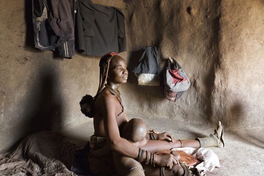 Portrait of a native Himba woman, Namibia
