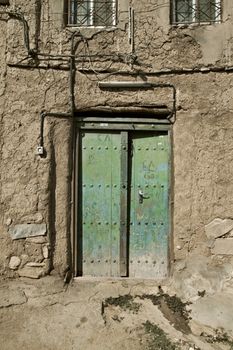 Old door in Al Hamra Yemen Village in Oman in the Middle East
