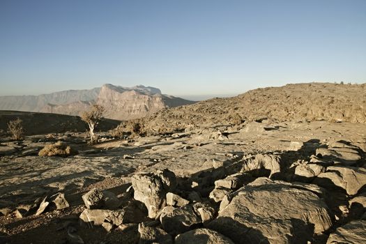 View of "the grand canyon of middle east" at the Jebel Shams mountain in Oman