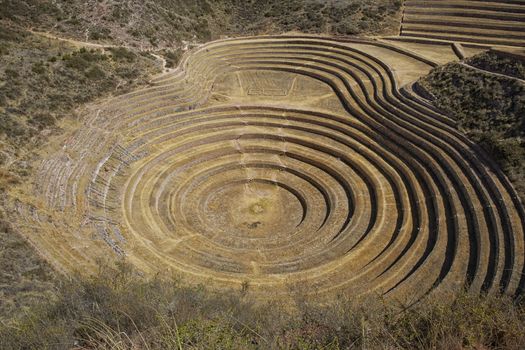 The Mysterious Moray Agricultural Terraces of the Incas, Cusco Peru.