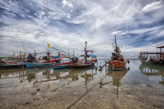 Fisherman village at Koh Samui, Thailand. Many fishing boats moore