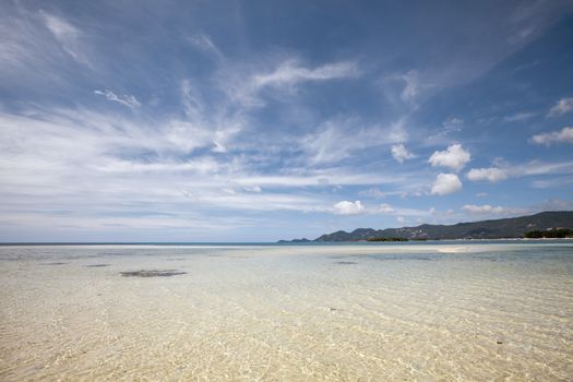 Beautiful Thailand sand beach and tropical sea in a clear blue sky day, Samui island