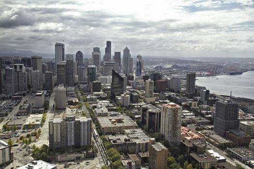 View of skyscrapers in Seattle city centre