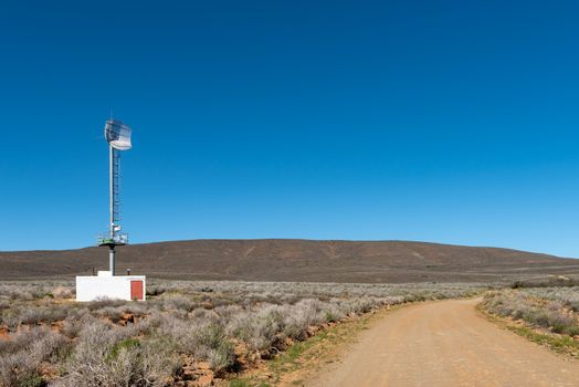 A landscape, with a telecommunications tower, on road R356 to Ceres in the Western Cape Province