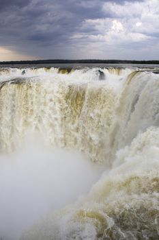 Famous Devil's Throat at Iguazu Falls, one of the world's great natural wonders, on the border of Argentina and Brazil, South America