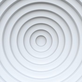White concentric circle abstract background 3D render illustration