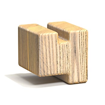 Solid wooden cube font Number 4 FOUR 3D render illustration isolated on white background