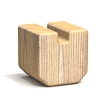 Solid wooden cube font Letter V 3D render illustration isolated on white background
