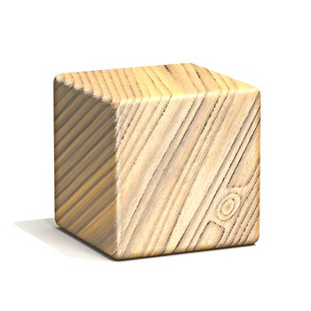 Solid wooden cube 3D render illustration isolated on white background