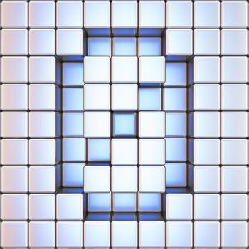 Cube grid Number 0 ZERO 3D render illustration