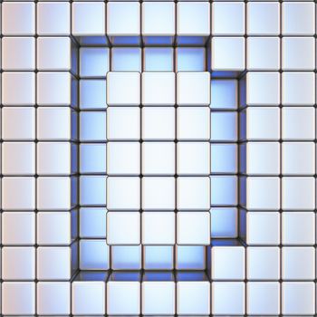 Cube grid Letter D 3D render illustration