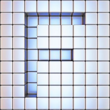 Cube grid Letter F 3D render illustration