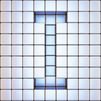 Cube grid Letter I 3D render illustration