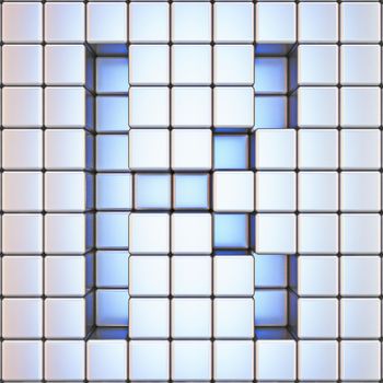 Cube grid Letter K 3D render illustration