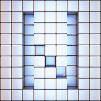 Cube grid Letter N 3D render illustration
