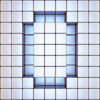 Cube grid Letter O 3D render illustration