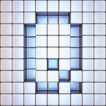 Cube grid Letter Q 3D render illustration