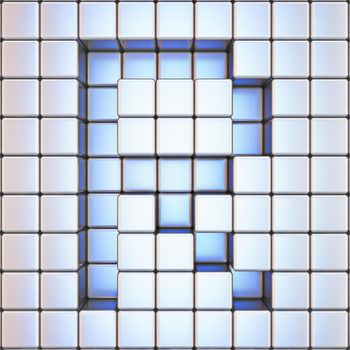 Cube grid Letter R 3D render illustration