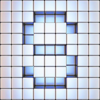 Cube grid Letter S 3D render illustration