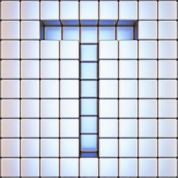Cube grid Letter T 3D render illustration