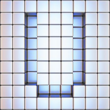 Cube grid Letter U 3D render illustration