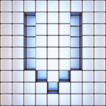Cube grid Letter V 3D render illustration
