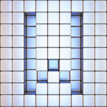 Cube grid Letter W 3D render illustration