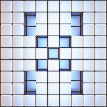 Cube grid Letter X 3D render illustration