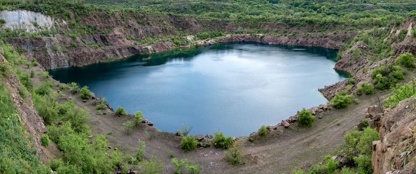 Radon Lake in a place of flooded granite quarry near the Southern Bug river in Mygiya village, Ukraine